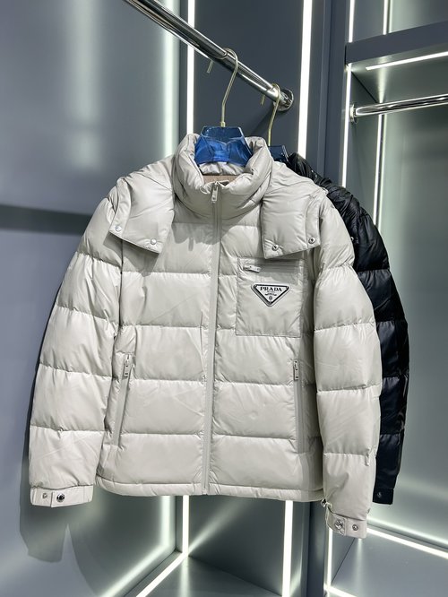 Prada Premium Down Jacket with 90% Down and Logo