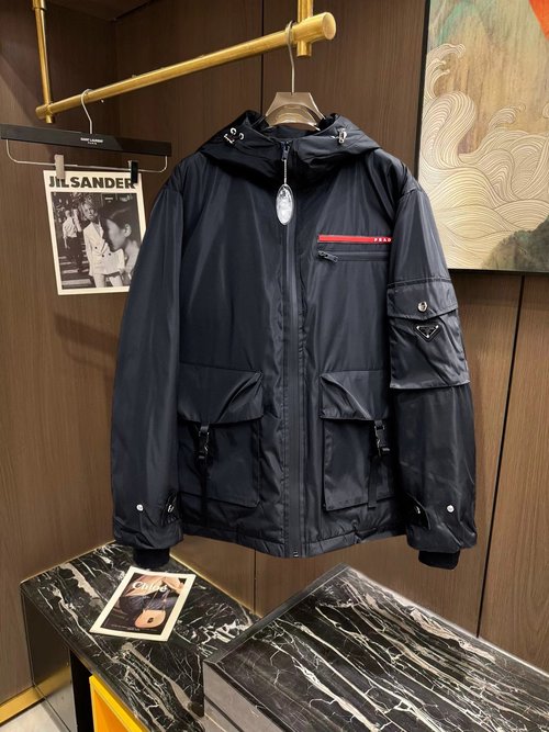 Prada Premium Down Jacket with 90% Down and Logo