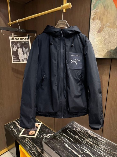 ArcTeryx 90-Down Filled Jacket with Logo and Plaid Design