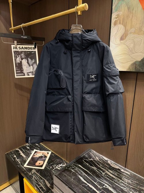 ArcTeryx 90-Down Filled Jacket with Logo and Plaid Design