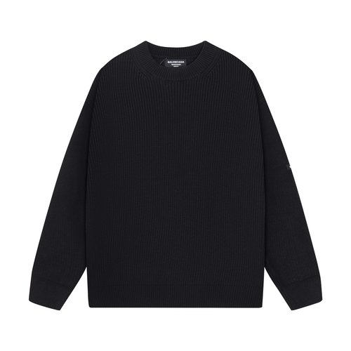 Balenciaga High-quality Wool Blend Sweater with Custom Sleeve Logo