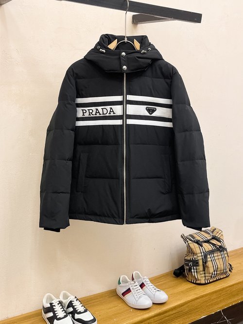Prada Premium Down Jacket with Logo and Colorful Design