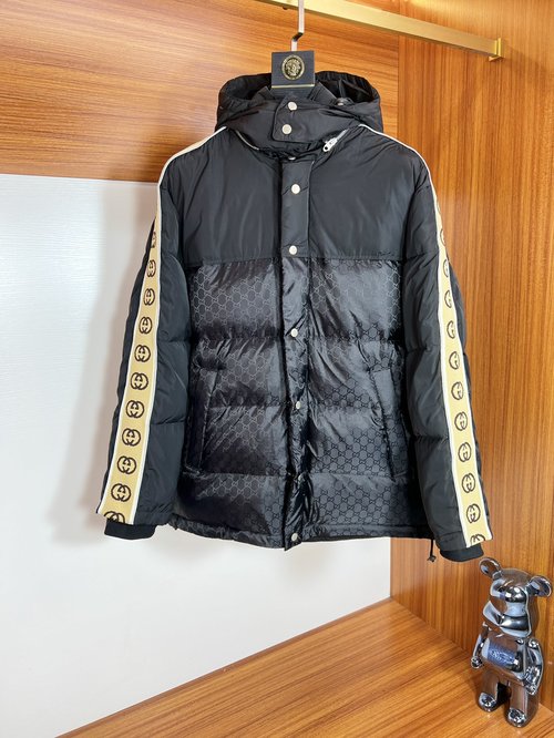 Gucci Luxury Down Jacket with Reflective Stripes, Inspired Design