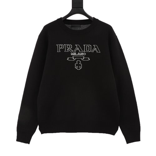 Prada Knitted Round Neck Sweater with Badge