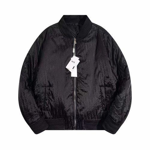 Dior Bomber Jacket with Diamond Pattern and Ribbed Details