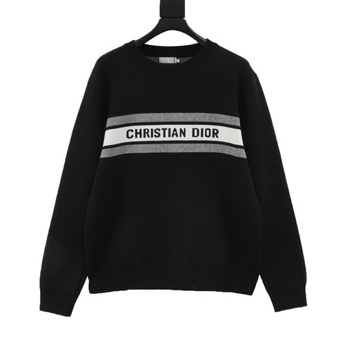 Dior Jacquard Letter Pattern Knitted Sweater