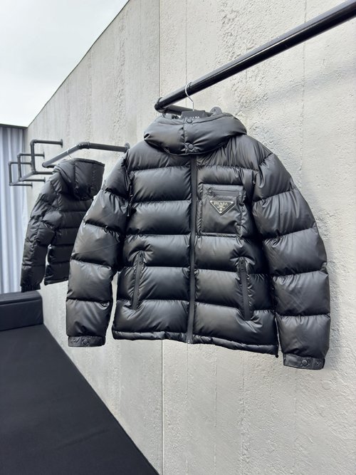 Prada Premium 90% Down Jacket with Logo and Color Block