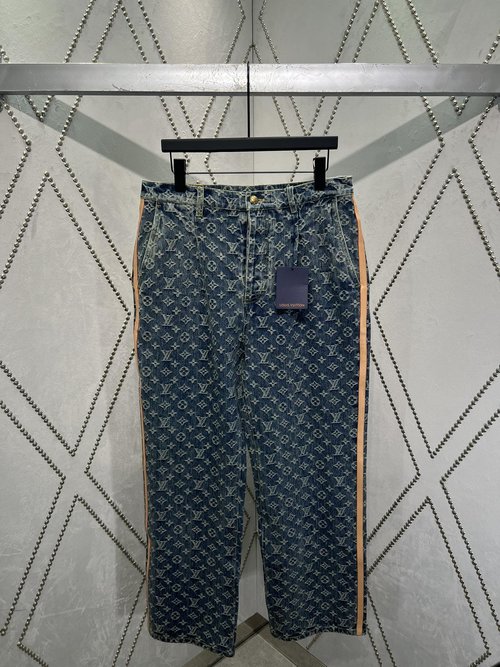 Louis Vuitton Denim Jeans with Monogram Jacquard and VVN Tape