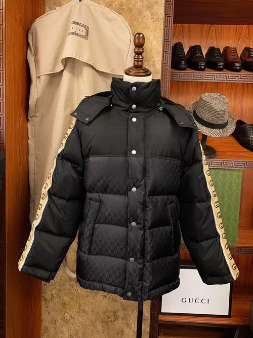 Gucci Limited Edition Down Jacket with Reflective Stripes and Embroidered Logo