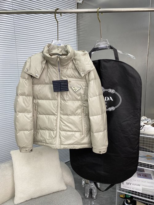 Prada Premium Down Jacket with 90% Down and Logo