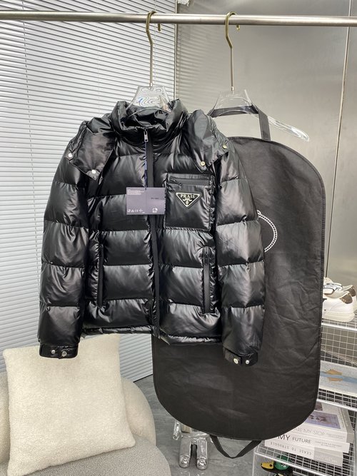Prada Premium Down Jacket with 90% Down and Logo