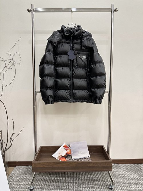 Prada Premium Down Jacket with 90% Down and Logo