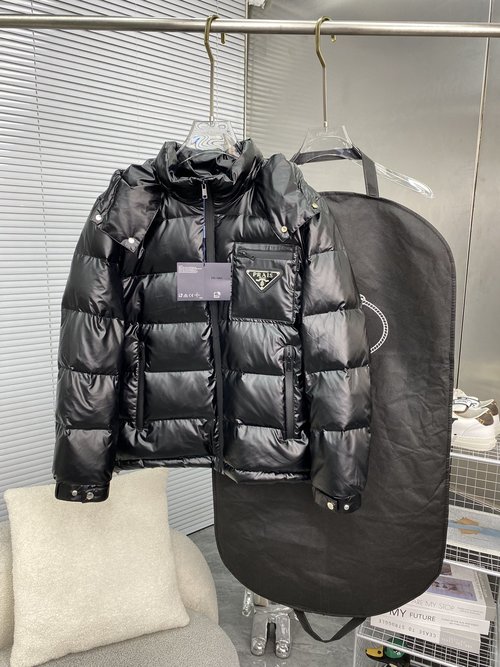Prada Premium Down Jacket with 90% Down and Logo