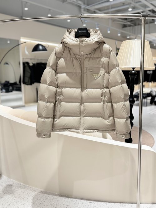 Prada Premium Down Jacket with 90% Down and Logo