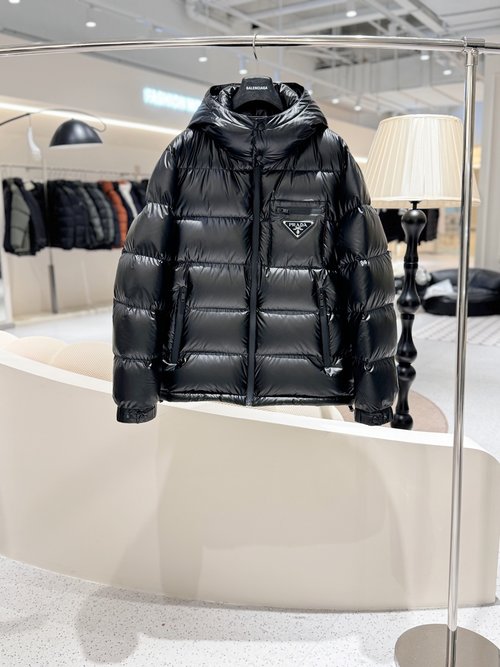 Prada Premium Down Jacket with 90% Down and Logo