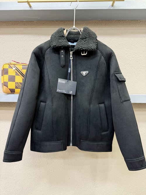 Prada Vintage Charm Faux Fur Coat with Subtle Color Variations