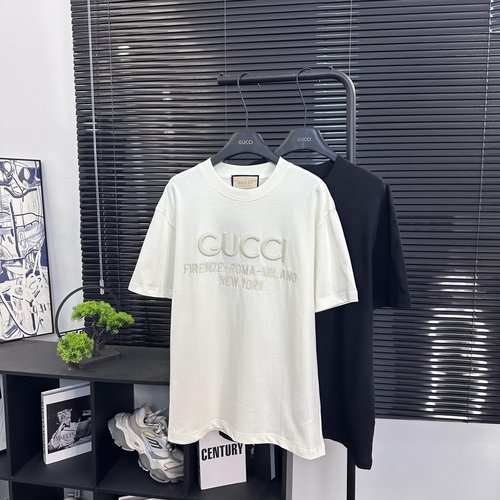 Gucci Classic 3D Embroidered Letter Short Sleeve Shirt