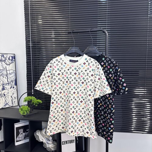 Louis Vuitton Dog Walking Series Colorful Digital Print Short Sleeve