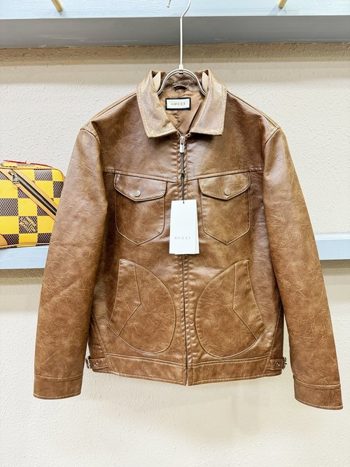 Gucci Breathable Silk-Infused Faux Leather Jacket