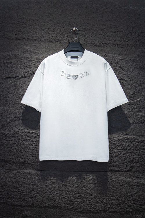 Prada Comfortable Embroidered Shirt in White and Black
