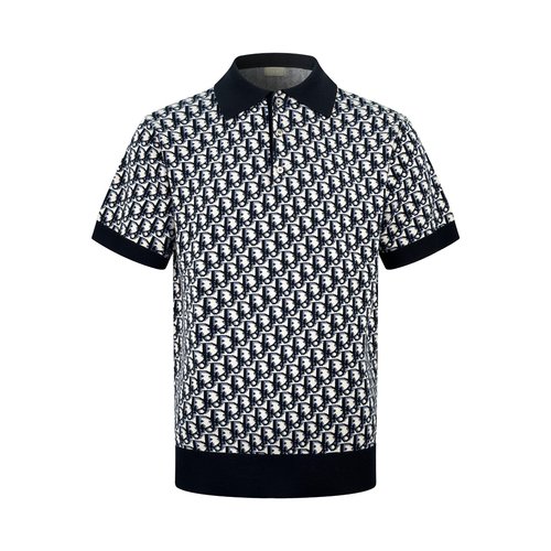 Dior Luxurious Knit Polo Shirt with Iconic Print