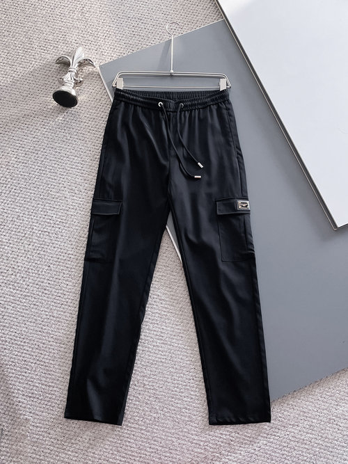 Dolce & Gabbana Casual Pants with New Logo and Custom Fabric