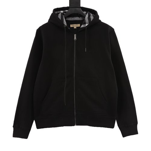 Burberry Embroidered Horse Hooded Sweatshirt with Plaid