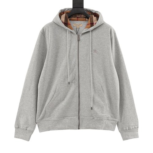Burberry Embroidered Horse Hooded Sweatshirt with Plaid