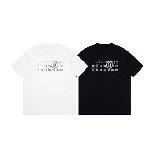 Maison Margiela Maison Margiela Distressed Number Calendar Print Tee, Relaxed Fit
