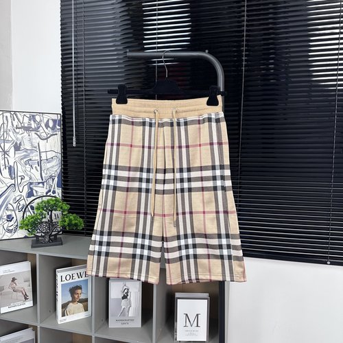 Burberry Classic Logo Woven Cotton Pants with Aligned Patterns