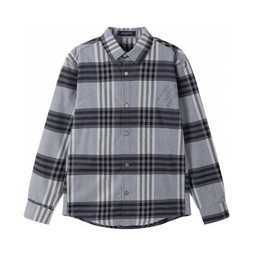 Louis Vuitton Flannel Shirt Coat with Logo Decoration and Precise Cutting