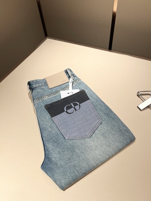 Dior Trendy & Sling Jeans with Logo Decoration