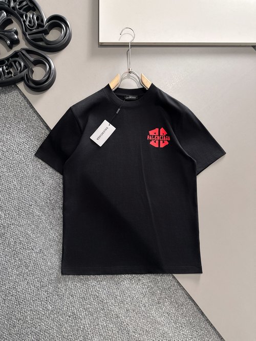 Balenciaga Premium Cotton Short Sleeve T-shirt with Logo