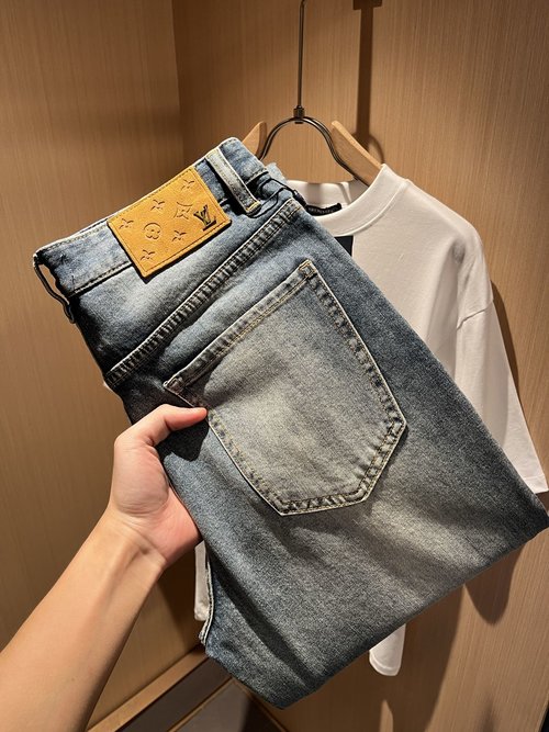 Louis Vuitton Classic Straight-leg Jeans with Logo Waist Tag