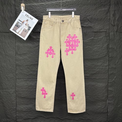 Chrome Hearts Chrome Hearts Miami Limited Pink Cross Patch Loose Jeans