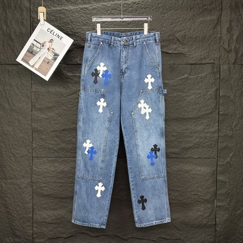 Chrome Hearts Lumberjack Multi-Pocket Jeans with Cross Patchwork