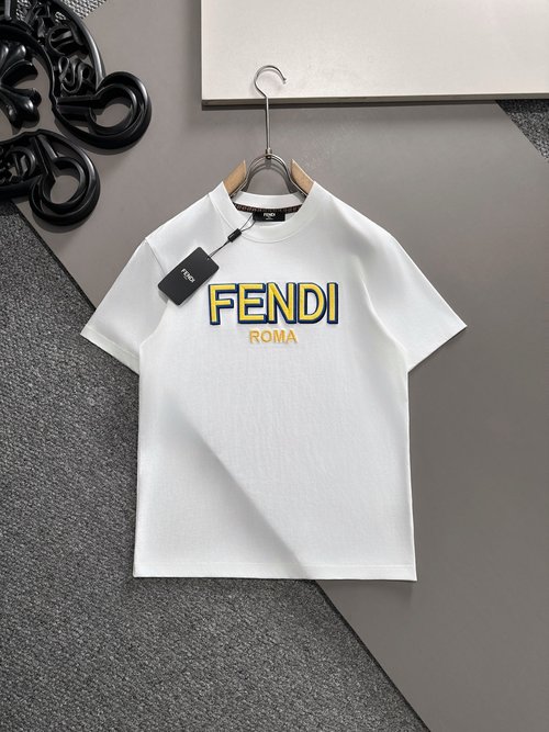 Fendi Cotton Short-Sleeve T-Shirt with Logo Design