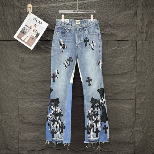 Chrome Hearts Chrome Hearts Zebra Stripe Cross Patch Flared Jeans
