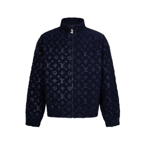 Louis Vuitton Monogram Wool Zippered Waist Jacket