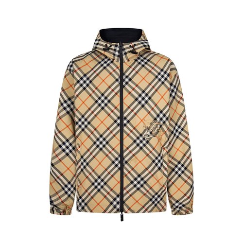 Burberry Lightweight Hooded Checked Horse Double-sided Coat