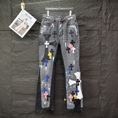 Chrome Hearts Colorful Cross Patch Flared Jeans - Gallery Dept Inspired