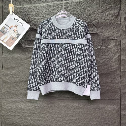 Dior Reversible Logo Printed Crew Neck Knitted Sweater