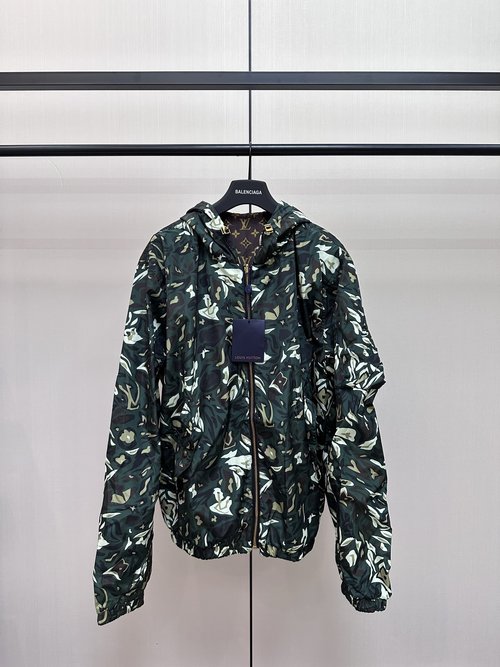 Louis Vuitton Reversible Camo Print Hooded Jacket