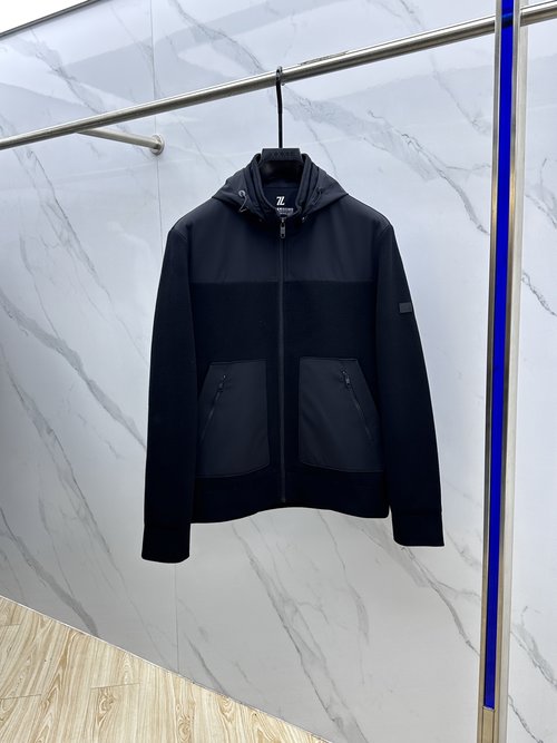 Zegna Fashionable Knit-Spliced Down Jacket