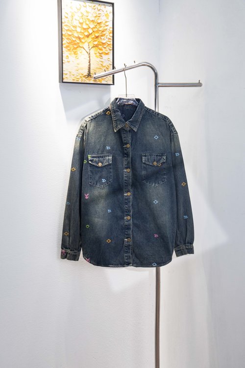Louis Vuitton Heavy-embroidered Denim Jacket with Gradient Color