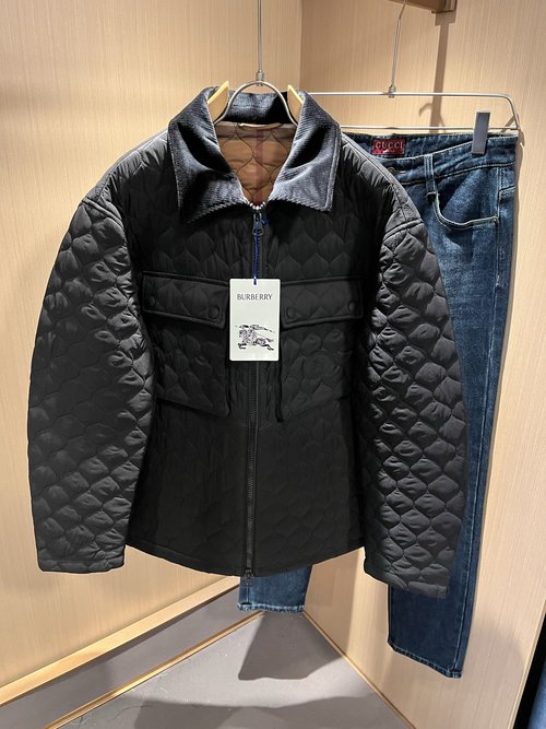 Burberry Memory Fabric Jacket with Check Pattern
