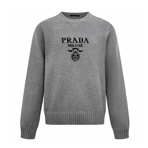 Prada Luxurious Jacquard Logo Round Neck Sweater