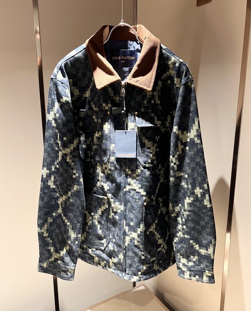 Louis Vuitton Unique Denim Jacket with Checker Design