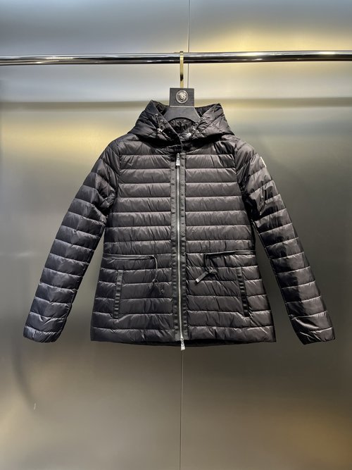 Moncler Lightweight Hooded Down Parka with Adjustable Waist