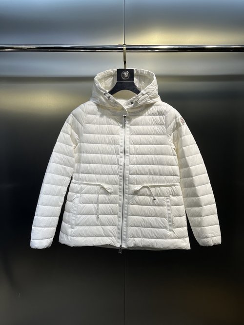 Moncler Lightweight Hooded Down Parka with Adjustable Waist
